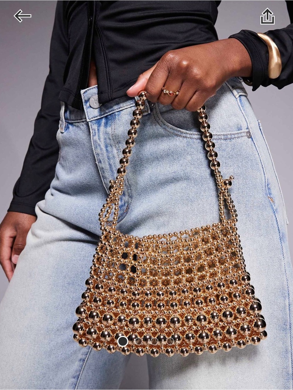 NWOT- ASOS- Gold Beaded Evening Shoulder Bag - Elegant Women's Handbag